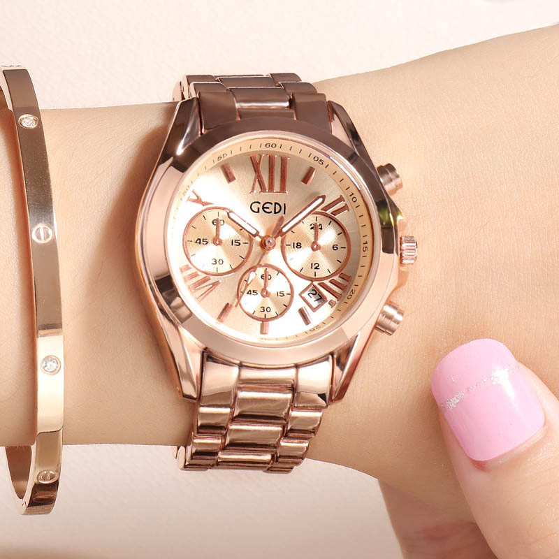 Luxury Watch Unique - Luxo rosa ouro relógio casual feminino