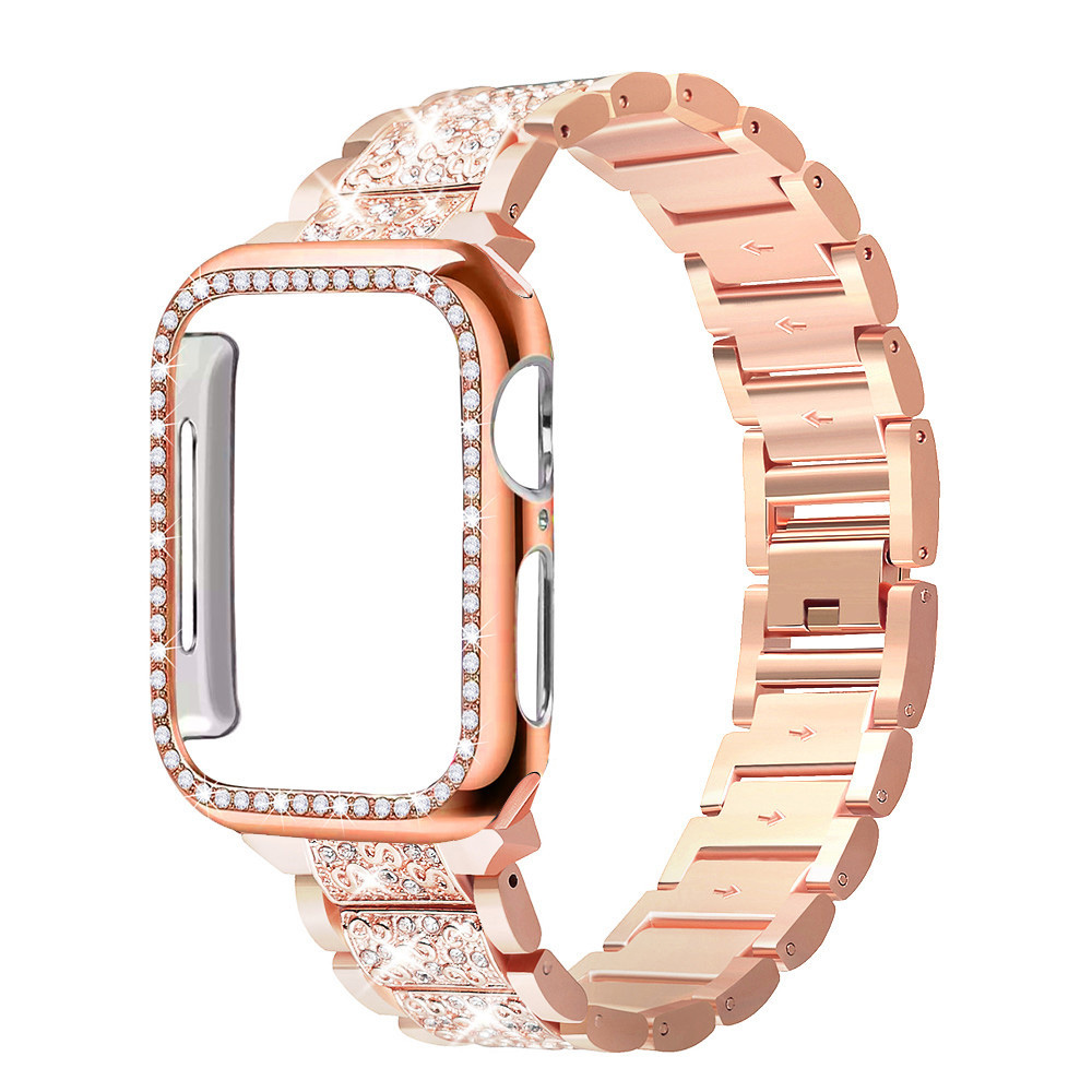 Luxury Watch Apple Bands - Capa + pulseira brilhante para apple
