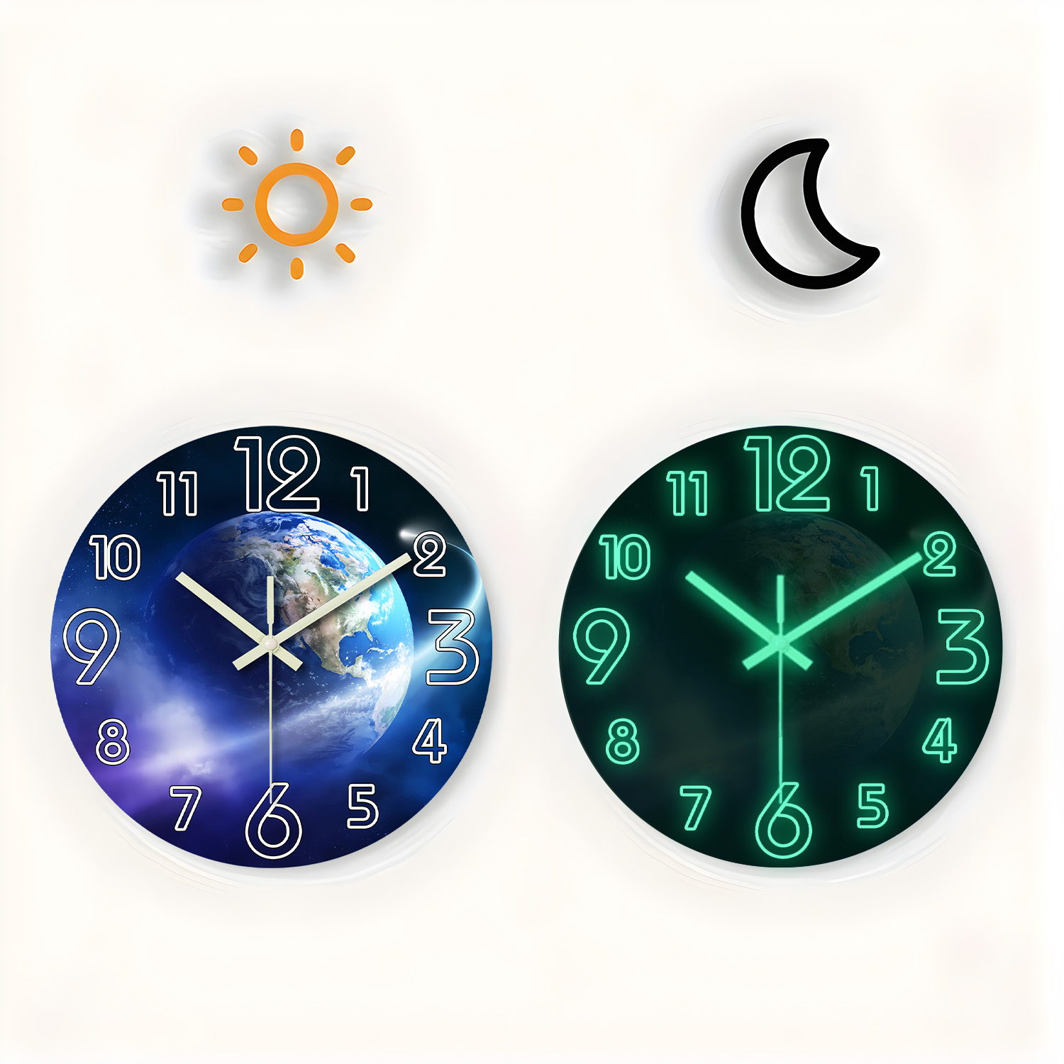 Luxury Watch Wall Clock - Criativo terra luminosa relógio de parede
