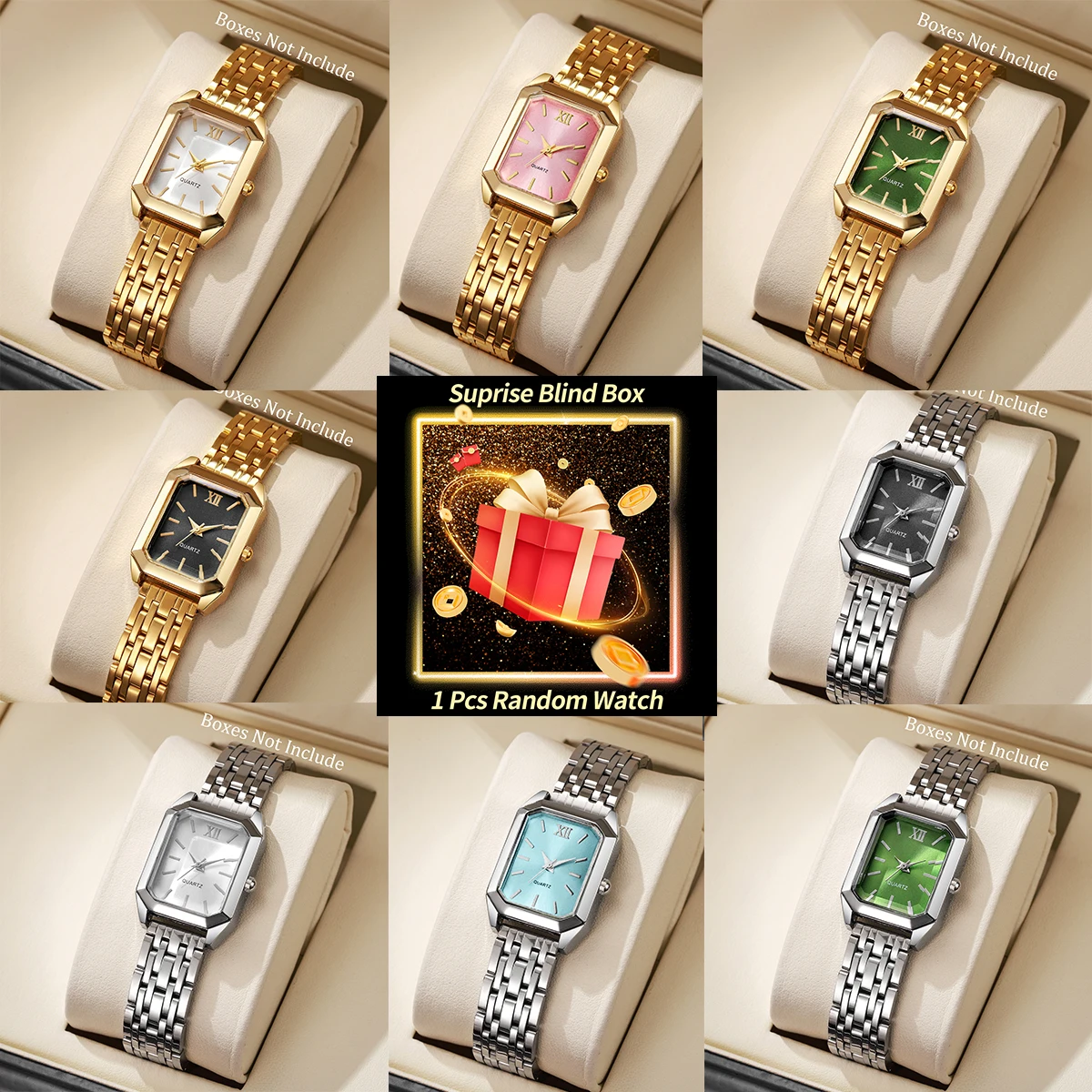 Luxury Watch Square - Relógio Feminino Surpresa em Caixa Cega,