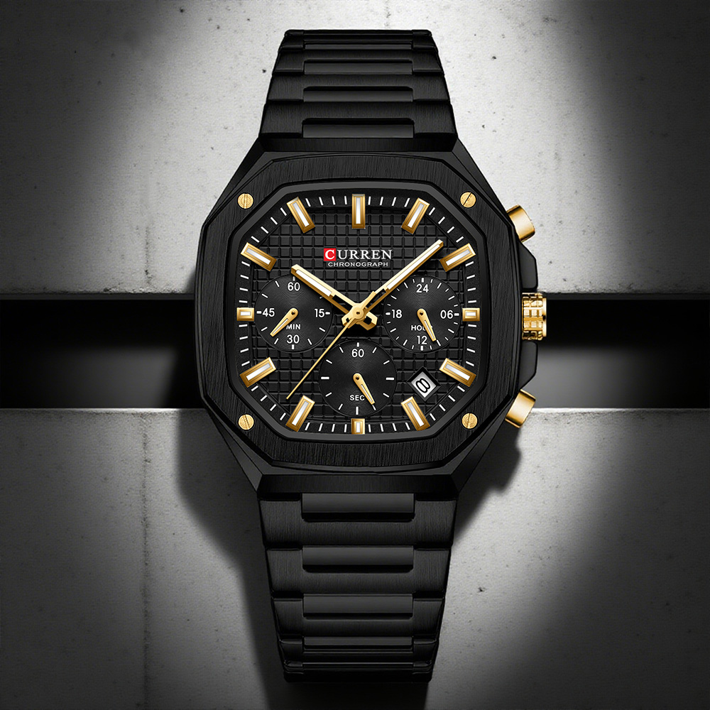 Luxury Watch Square - Curren relógio crono quadrado de luxo
