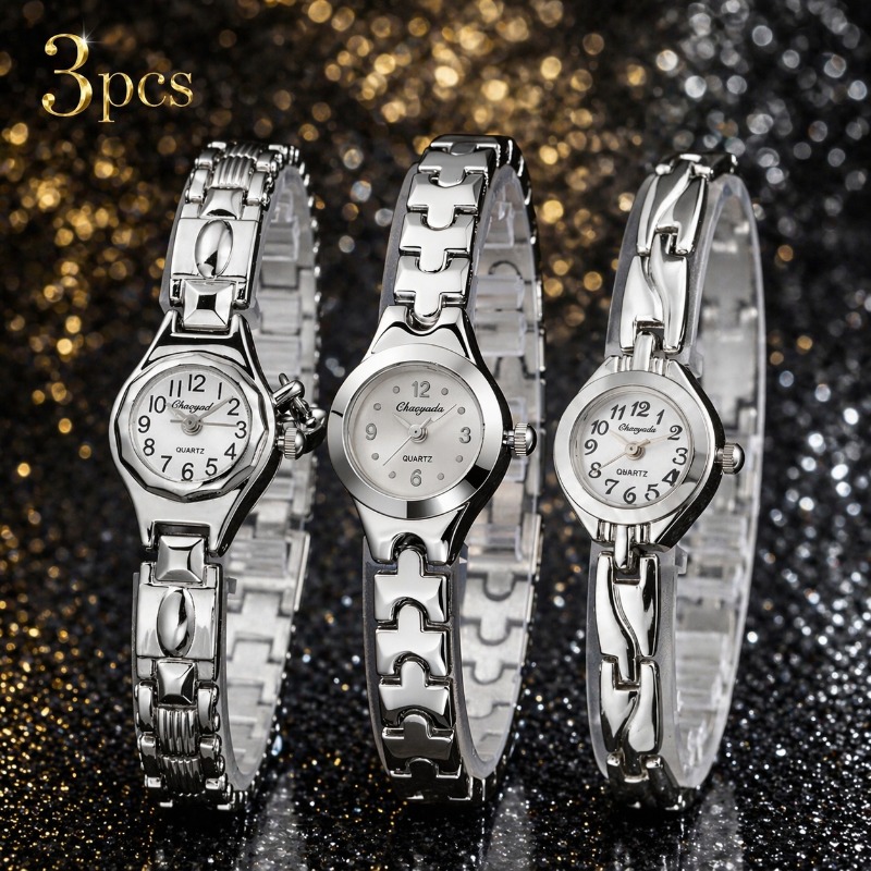 Conjunto de 3 relógios feminin - Luxury Watch With Arabic Numerals avaliação e preço