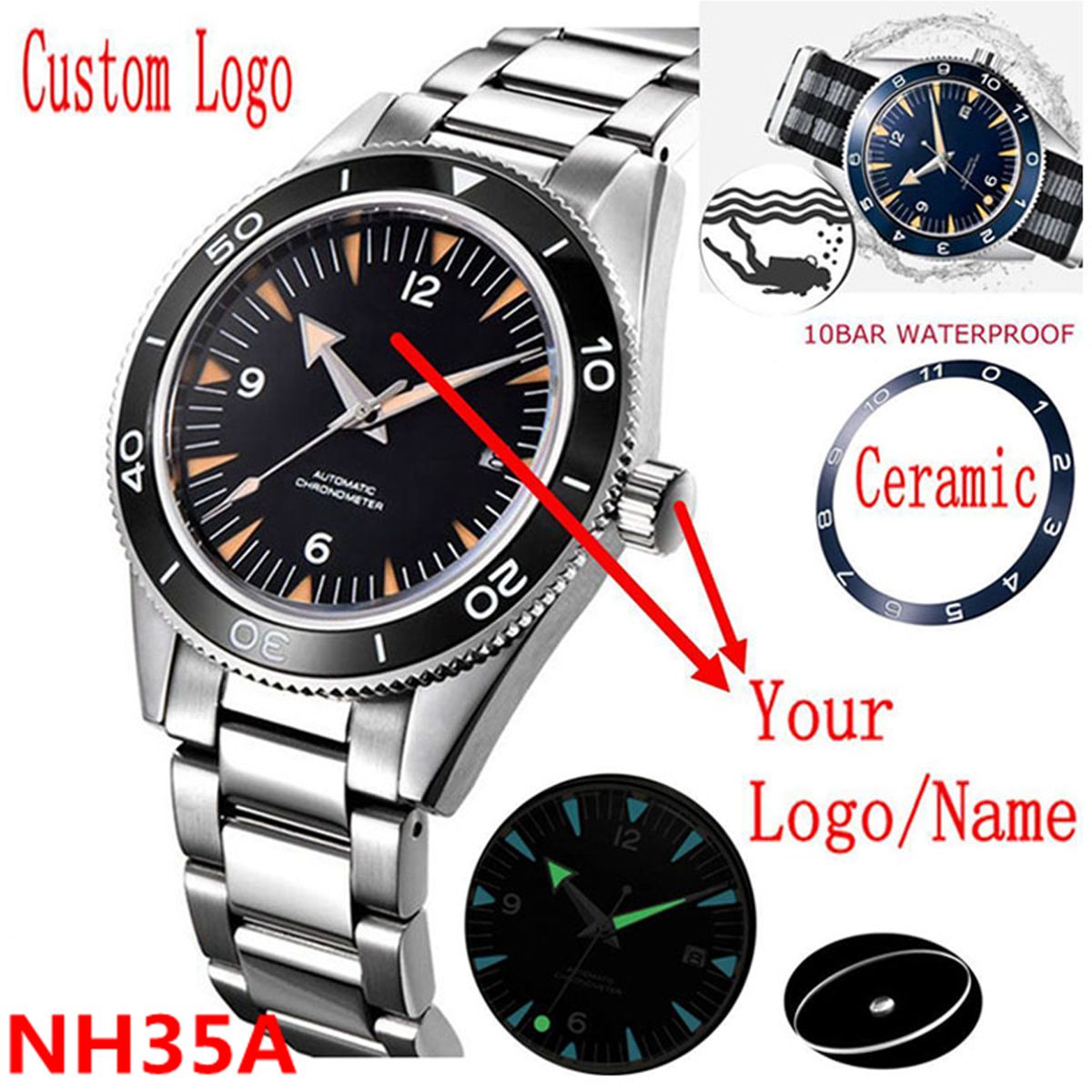 Logotipo personalizado nh35 mo - Luxury Watch Display avaliação e preço