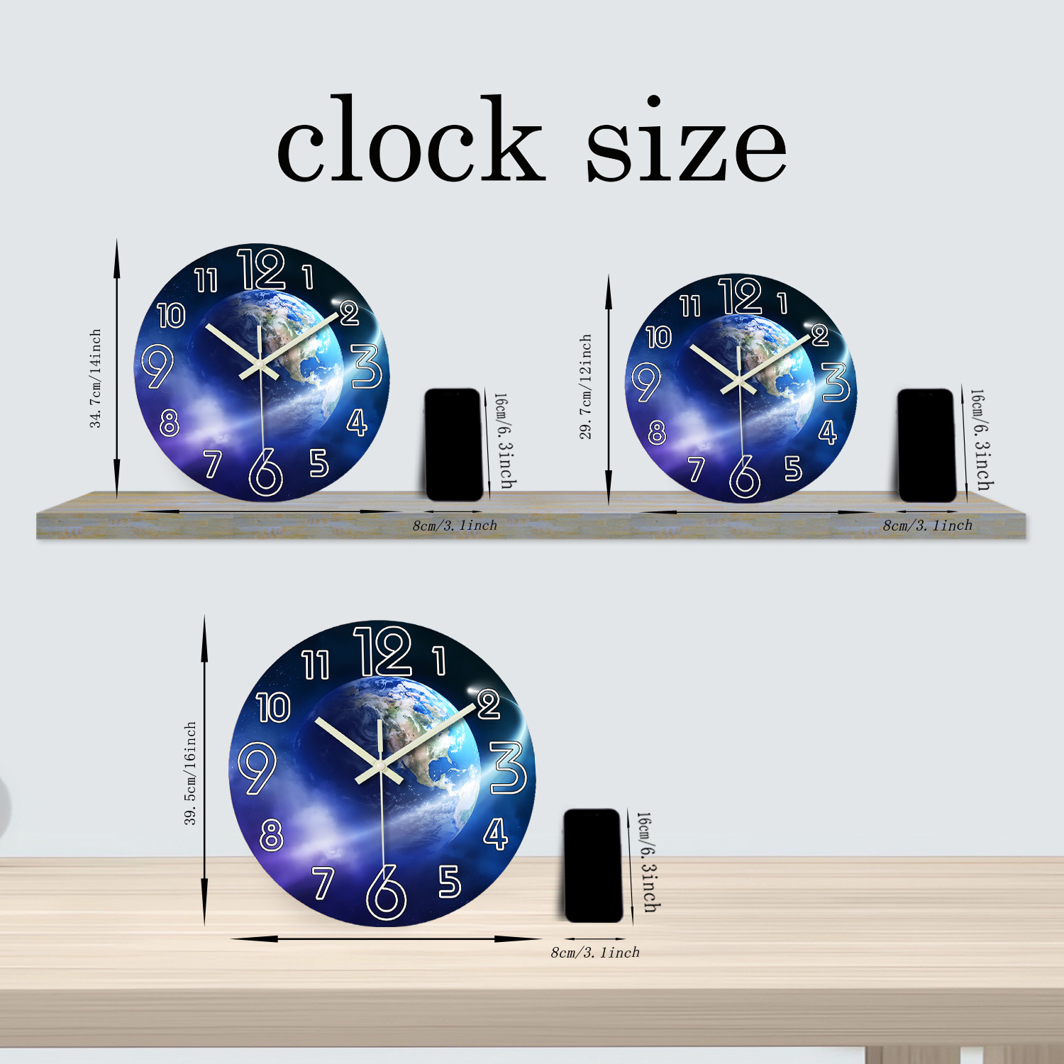 Criativo terra luminosa relógi - Luxury Watch Wall Clock avaliação e preço