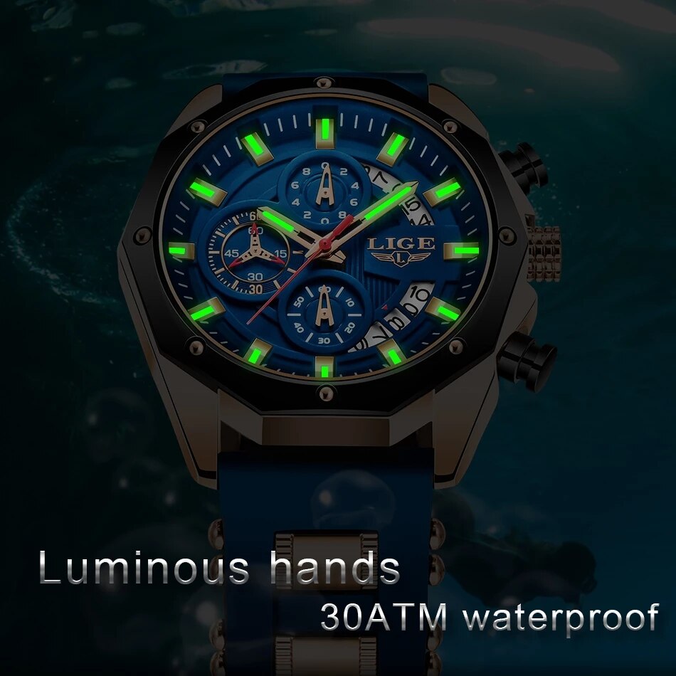 LIGE Moda Homens Relógios Top  - Luxury Watch Affordable avaliação e preço