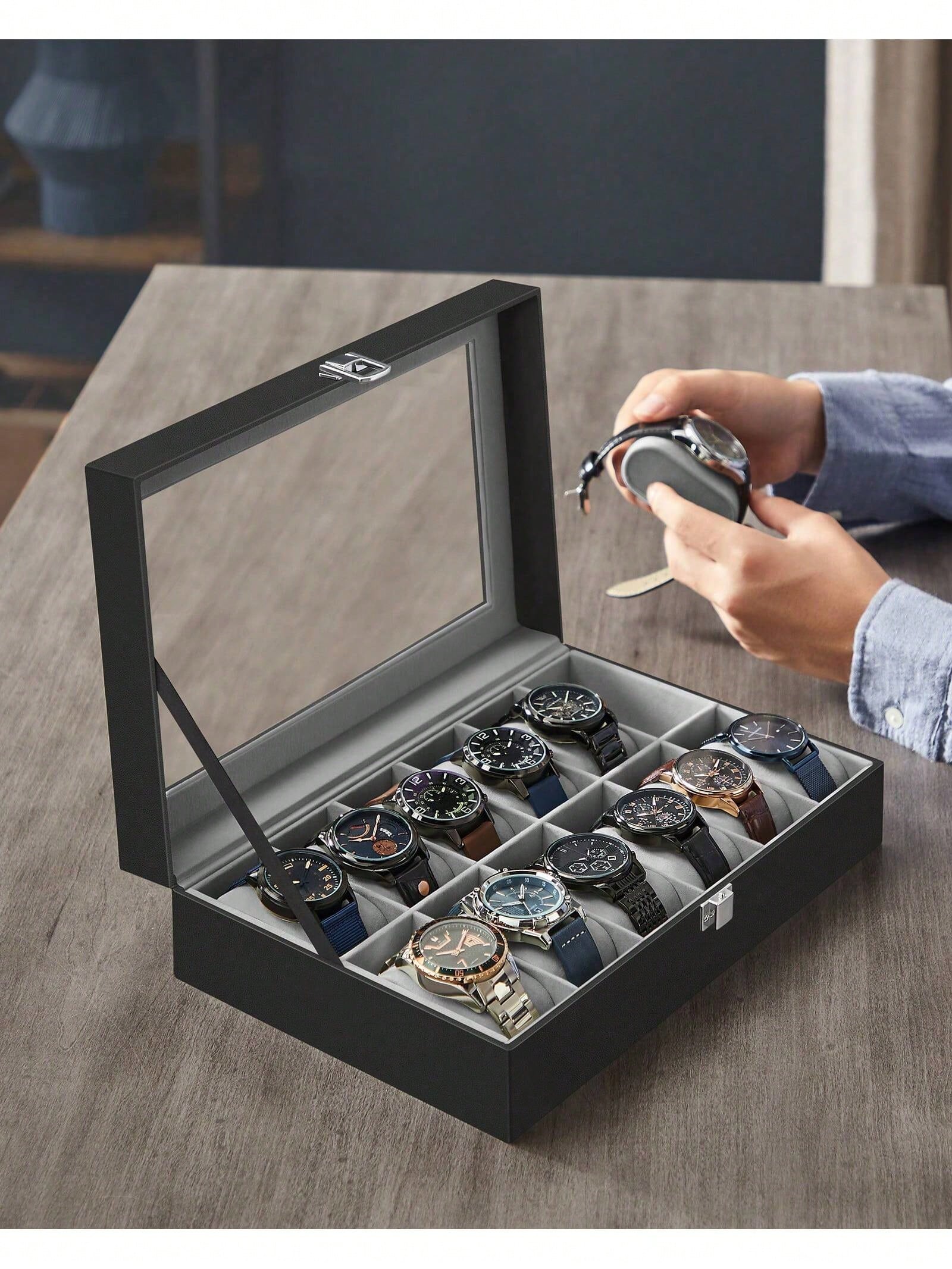Caixa de Relógios com 12 Compa - Luxury Watch Holder avaliação e preço