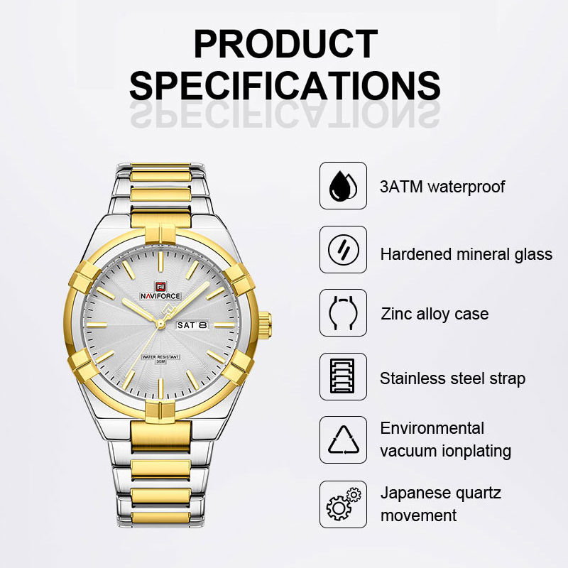 Naviforce clássico dia e data  - Field Watch Military avaliação e preço