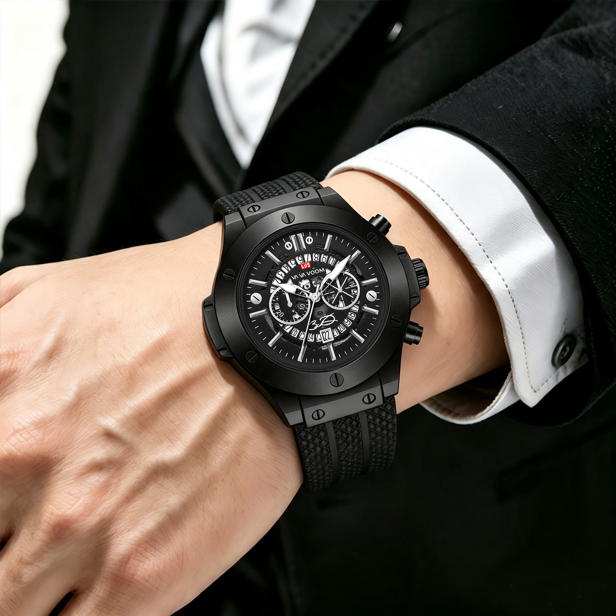 Preto silicone masculino mão 4 - Luxury Watch Hublot avaliação e preço