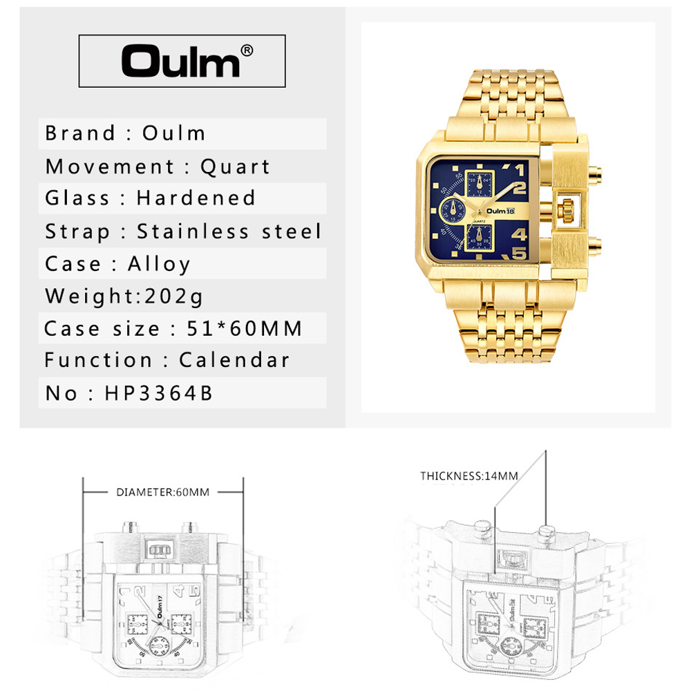 Oulm-Relógio Masculino de Aço  - Luxury Watch Zone avaliação e preço